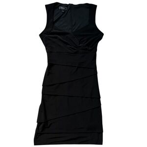 DRESS BARN COLLECTION Women’s Sheath Dress Black Cocktail Layers Tummy Control 8